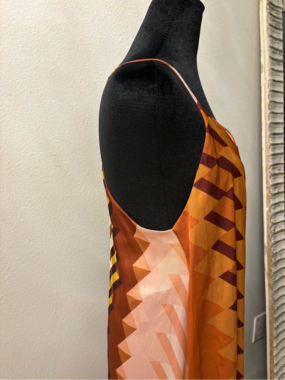 Venti6 Orange Geometric Maxi Slip Dress Size S - Picture 9 of 9